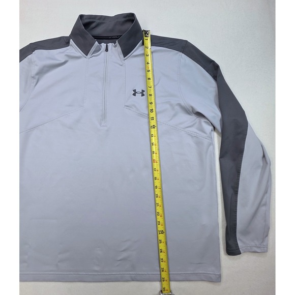 Actual Under Armour Jacket Mens 2XL Gray on Gray 1/4 Zip Storm Coldgear Pullover - Picture 5 of 9